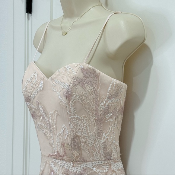 Dress The Population Anabel Sequin Sweetheart Gown Pink Floral XS Prom Bridal - Picture 6 of 12